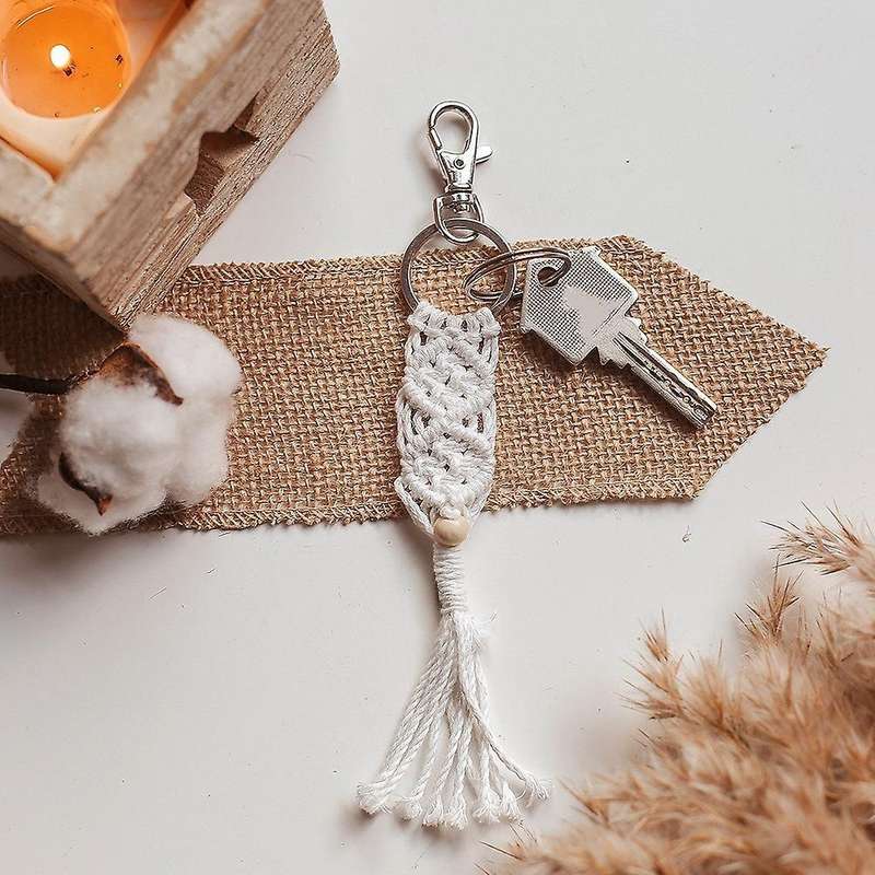 1 Pieces Mini Macrame Keychains Bag Charms with Tassels Handcrafted