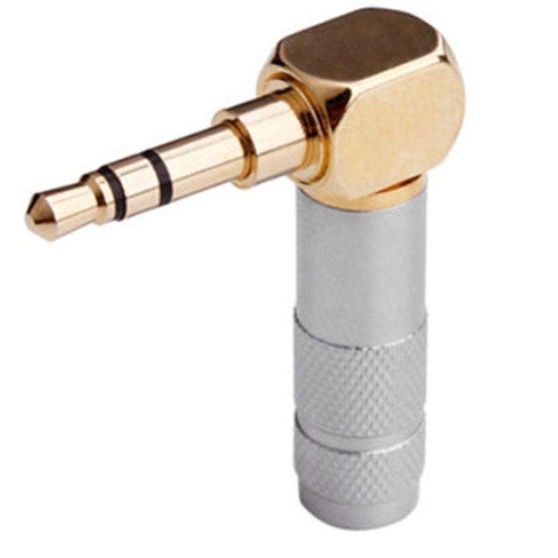 3.5mm L Shape Jack Gold Plated 90 Degree Angle Audio Plug Silver