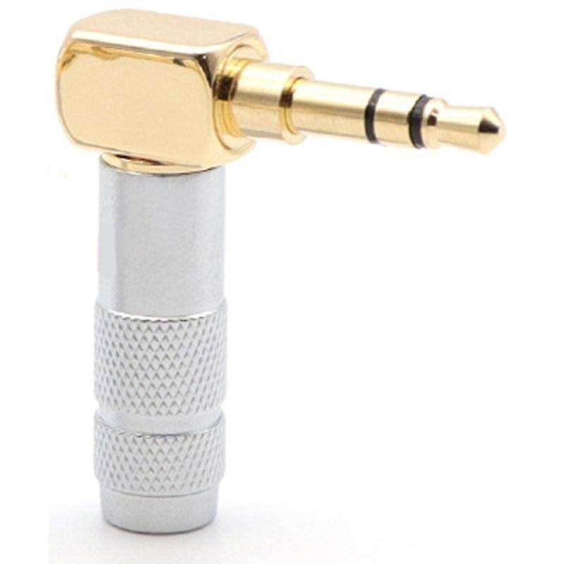 3.5mm L Shape Jack Gold Plated 90 Degree Angle Audio Plug Silver