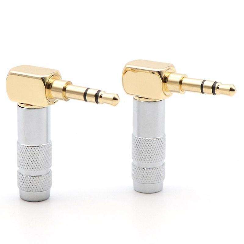 3.5mm L Shape Jack Gold Plated 90 Degree Angle Audio Plug Silver