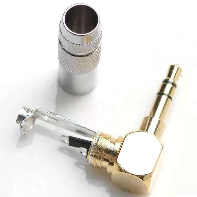 3.5mm L Shape Jack Gold Plated 90 Degree Angle Audio Plug Silver