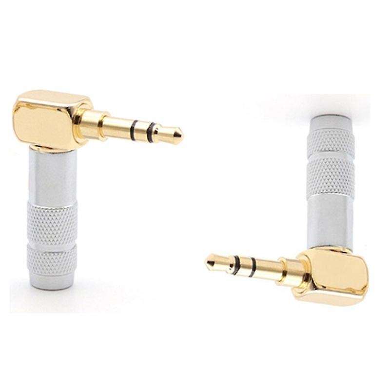 3.5mm L Shape Jack Gold Plated 90 Degree Angle Audio Plug Silver