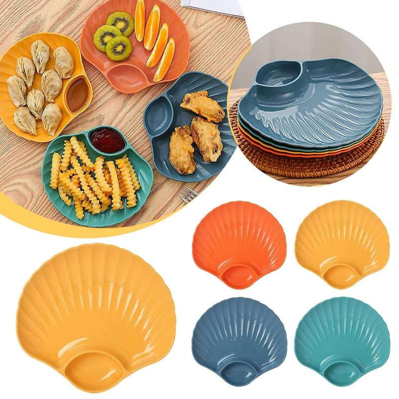 Multi-purpose Plastic Bowls Shell Shape Plate, Snack Serving Tray C