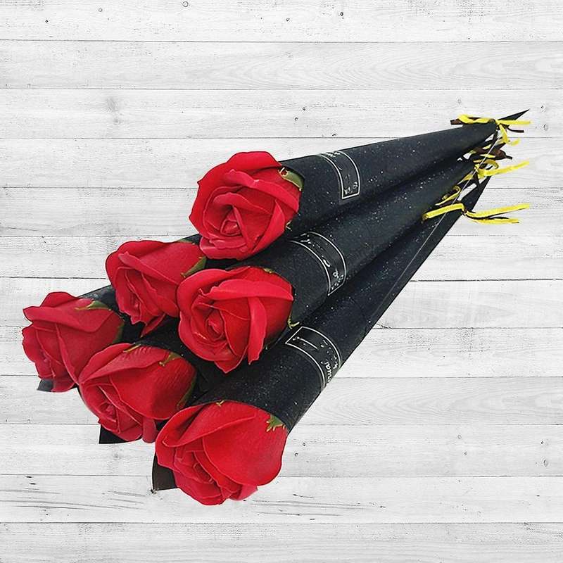10pcs Single Rose Simulation Korean Rose Soap Flower 4