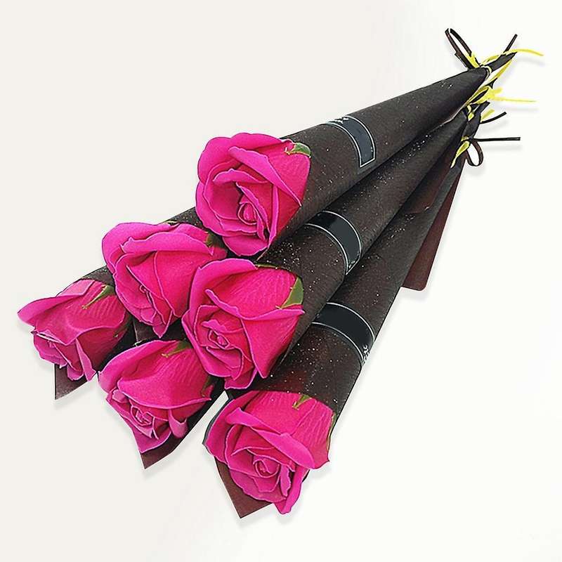 10pcs Single Rose Simulation Korean Rose Soap Flower 4