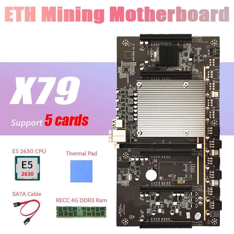X79 H61 Mining Motherboard+e5 2630 Cpu+recc 4g Ddr3 Ram+sata Cable