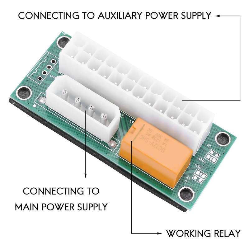 2 Pack Dual Psu Power Adapter, 24 Pin to Molex 4pin for Btc Miner