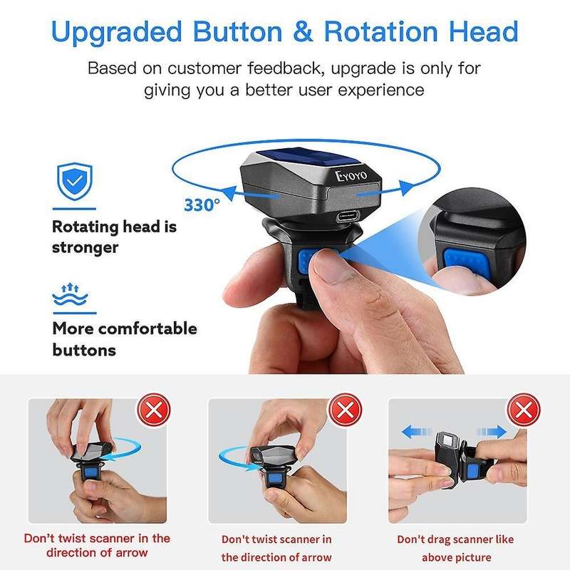 Eyoyo 2d Wearable Ring Wireless Barcode Scanner Bar Code Scanner