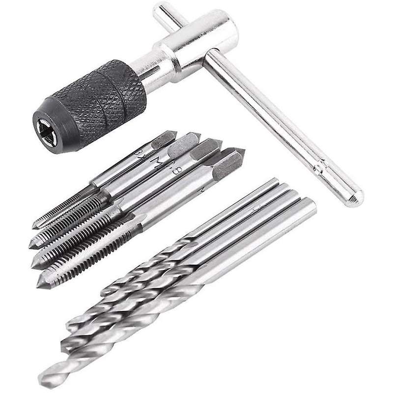9pcs Adjustable T-handle Ratchet Tap Holder Wrench Tool Set