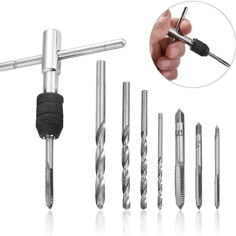 9pcs Adjustable T-handle Ratchet Tap Holder Wrench Tool Set