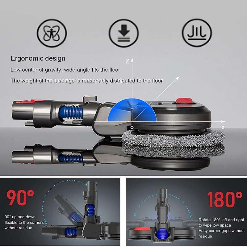 Electric Mopping Head Set for Dyson V7 V8 V10 Vacuum with Led Lights