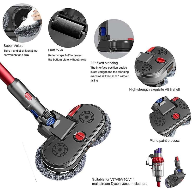 Electric Mopping Head Set for Dyson V7 V8 V10 Vacuum with Led Lights