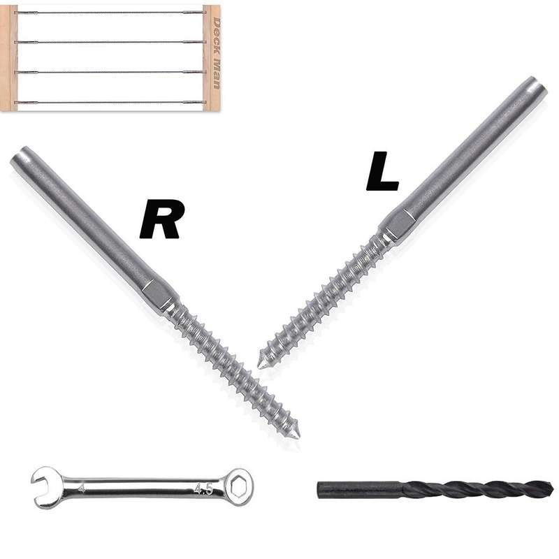 60 Pairs Swage Lag Screws Left & Right for 1/8 Inch Cable Railing