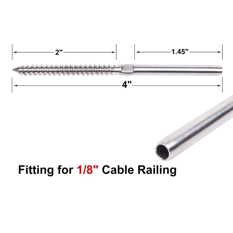 60 Pairs Swage Lag Screws Left & Right for 1/8 Inch Cable Railing