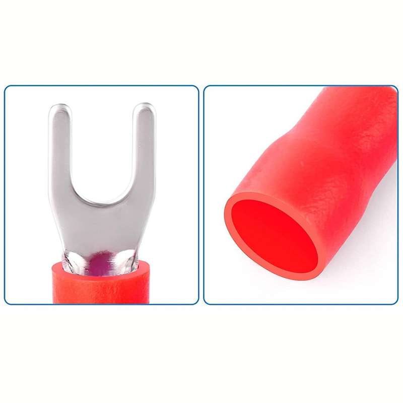 300 Pcs Red 22-16 Awg Insulated Fork Spade U-type Wire Connectors