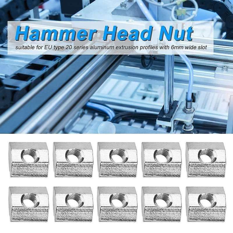 50pcs Carbon Steel Sliding T-slot Nut for 20 Series Profile M3x10x5