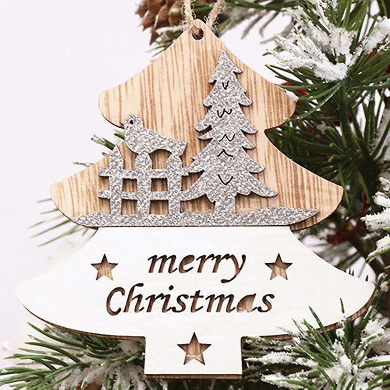 Christmas Pendant, Wooden Christmas Star Pattern Hanging Ornaments