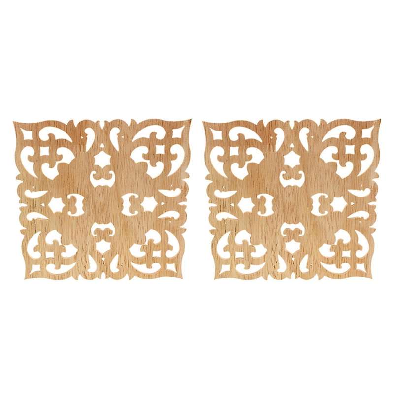 2x Wooden Decal European-style Applique Real Wood Carving