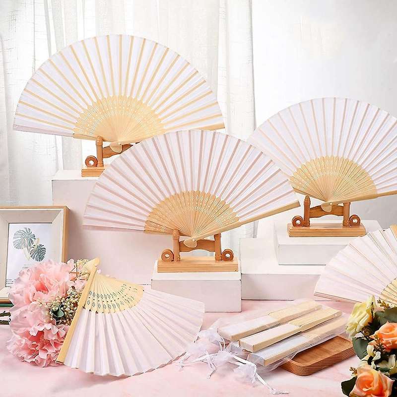 Bamboo Folding Hand Fan for Wedding Bridal Shower Prom Party Decor