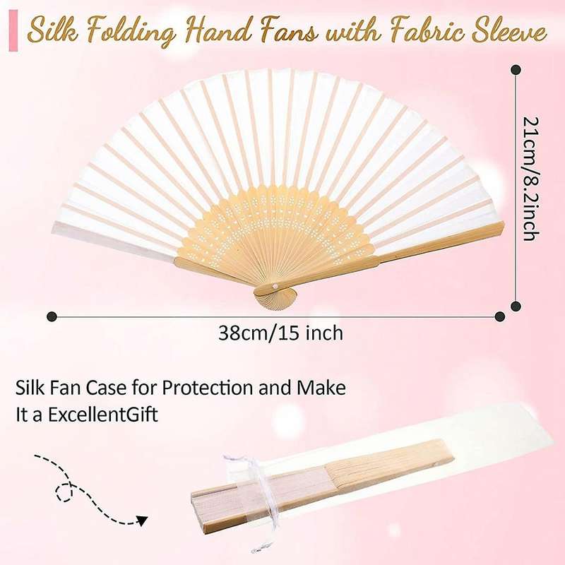 Bamboo Folding Hand Fan for Wedding Bridal Shower Prom Party Decor