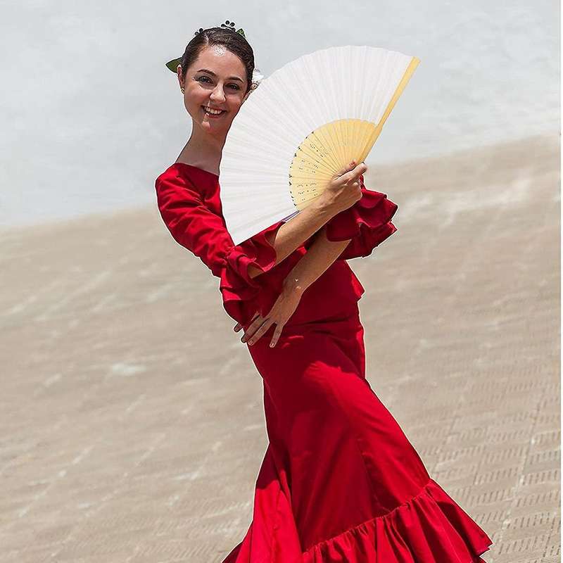 Bamboo Folding Hand Fan for Wedding Bridal Shower Prom Party Decor