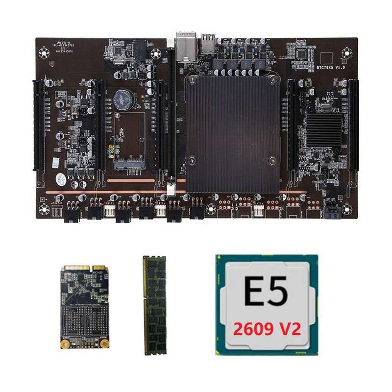 X79 H61 Btc Miner Motherboard with E5 2609 V2 Cpu Recc 8g Ddr3 Memory