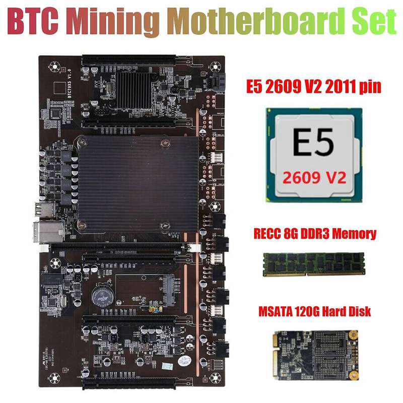 X79 H61 Btc Miner Motherboard with E5 2609 V2 Cpu Recc 8g Ddr3 Memory