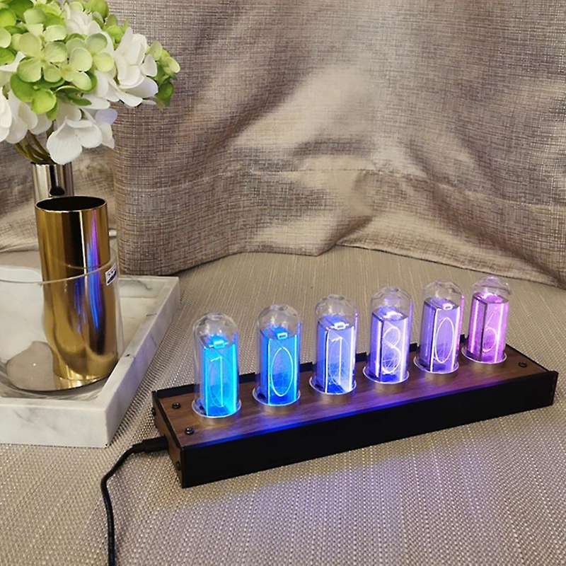 Rgb Nixie Tube Vintage Digital Alarm Clock Lcd Time Display