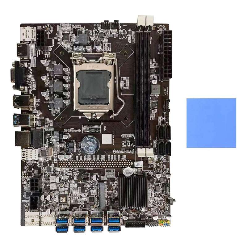 B75 Btc Mining Motherboard+thermal Pad Lga1155 Support 2xddr3 Msata