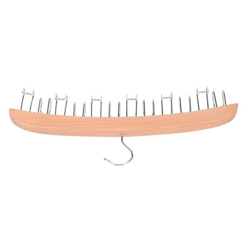Wood Color 12 Belt Wood Racks with Stainless Steel Hooks Hanger