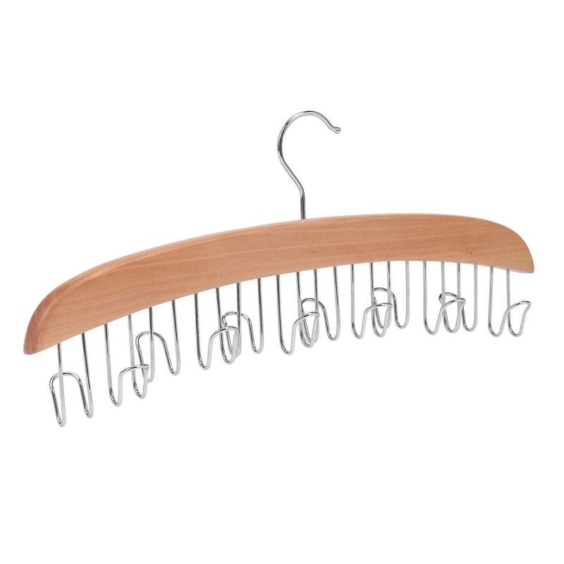 Wood Color 12 Belt Wood Racks with Stainless Steel Hooks Hanger