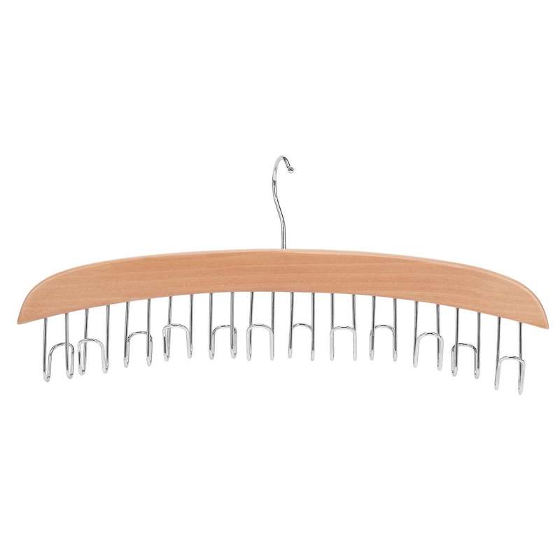 Wood Color 12 Belt Wood Racks with Stainless Steel Hooks Hanger