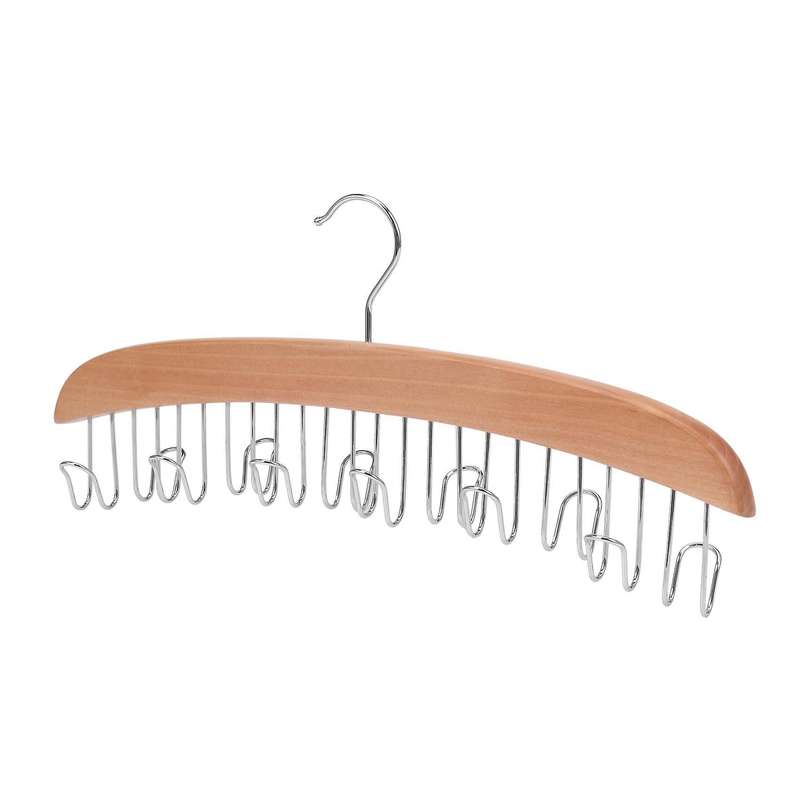 Wood Color 12 Belt Wood Racks with Stainless Steel Hooks Hanger