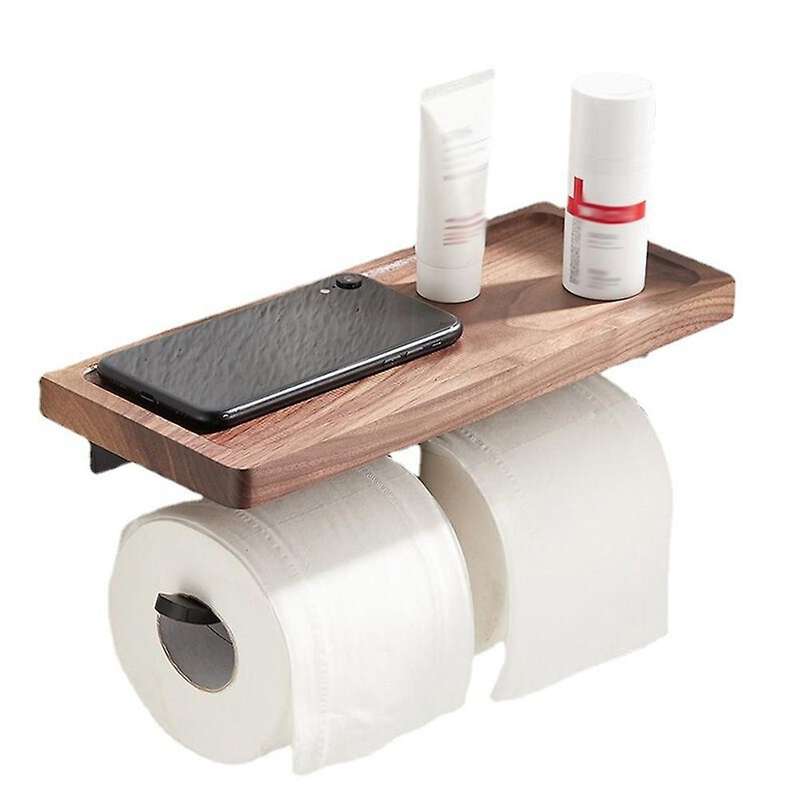 Walnut Paper Holder Bathroom Shelf Phone Rack Bathroom Accessories