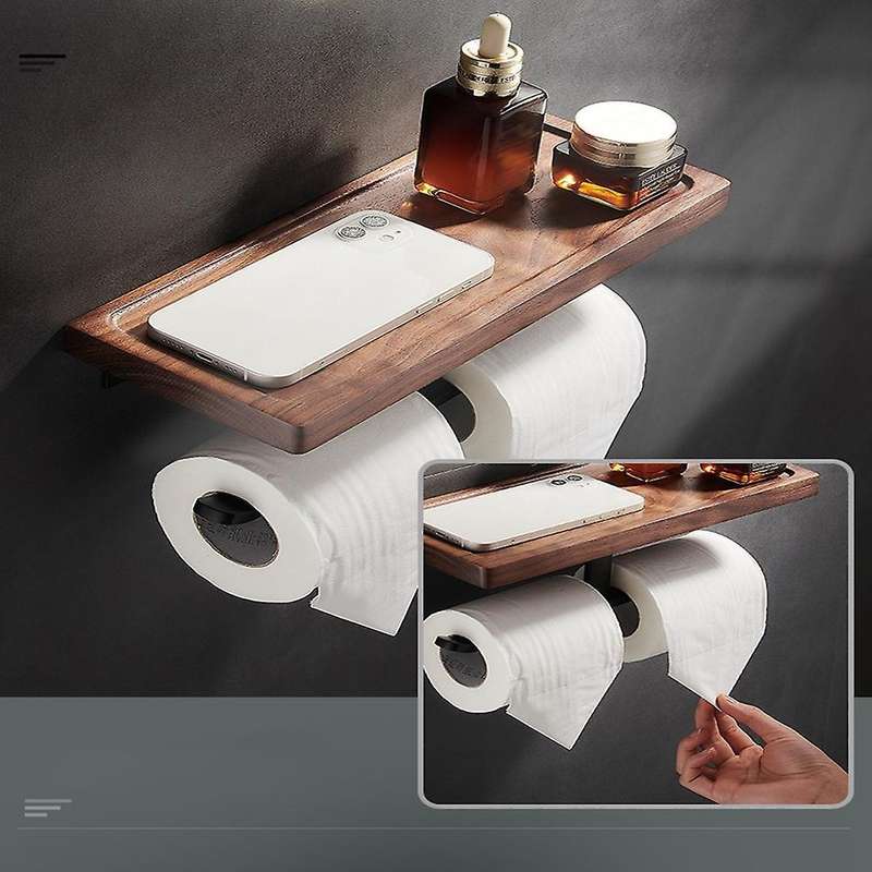 Walnut Paper Holder Bathroom Shelf Phone Rack Bathroom Accessories