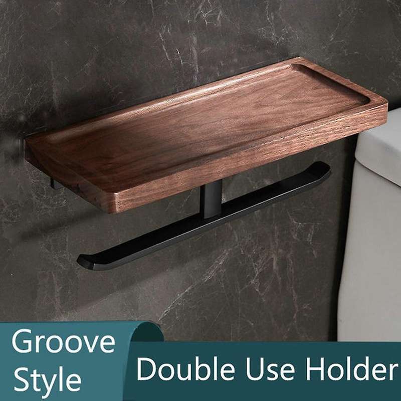 Walnut Paper Holder Bathroom Shelf Phone Rack Bathroom Accessories