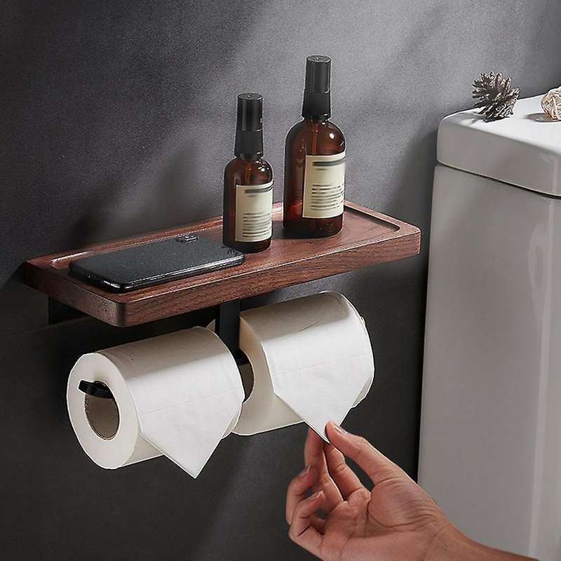 Walnut Paper Holder Bathroom Shelf Phone Rack Bathroom Accessories