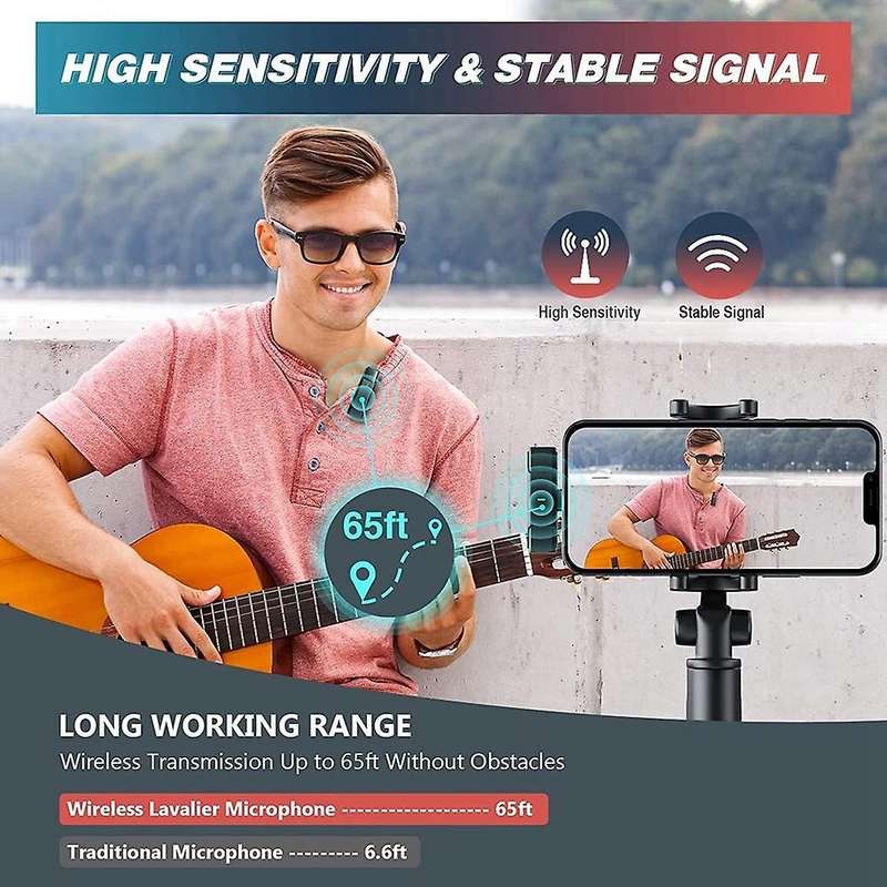 Wireless Lavalier Microphone for Iphone, Vlog Youtube Recording