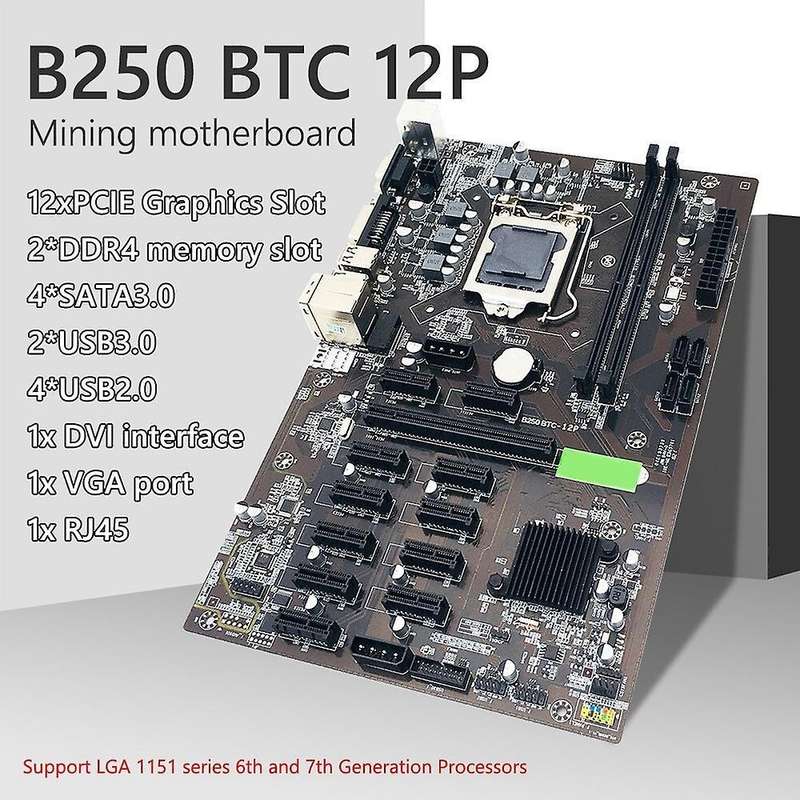 Btc-b250 Mining Motherboard with G3900 Cpu+cooling Fan 12 Pci-e16x