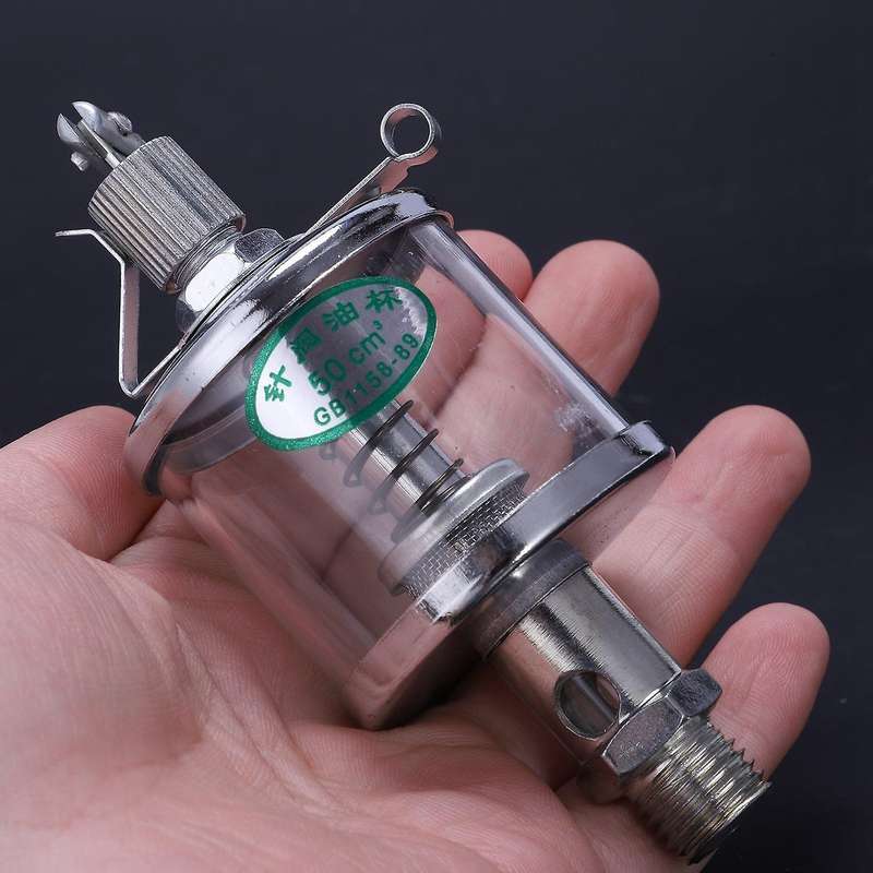 50ml Engine Machine Lubricator Oil Drip Feed Oiler Clear+silver