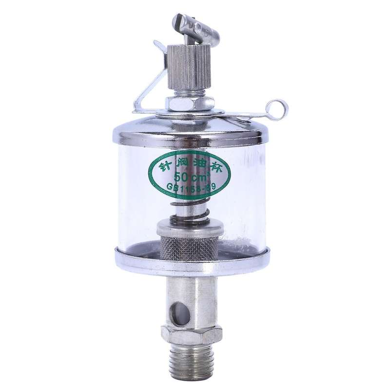 50ml Engine Machine Lubricator Oil Drip Feed Oiler Clear+silver