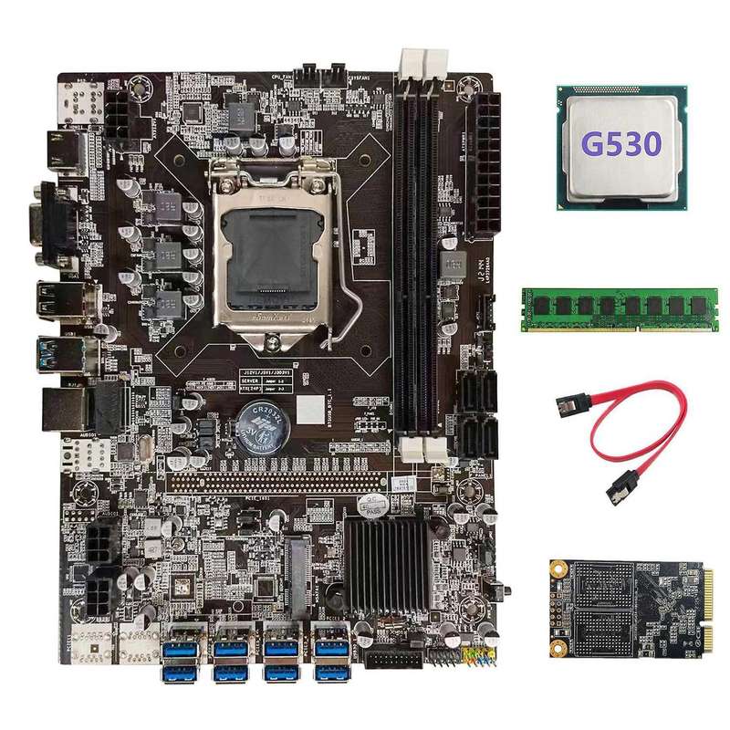 B75 Motherboard+g530 Cpu+ddr3 4gb 1600mhz Ram+128g Ssd+switch Cable