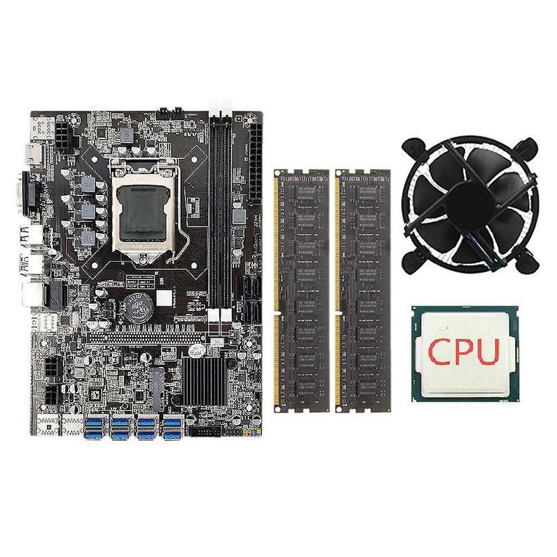 B75 Eth Mining Motherboard+2x4g Ram+ Fan+ Cpu Support Ddr3 B75 Usb
