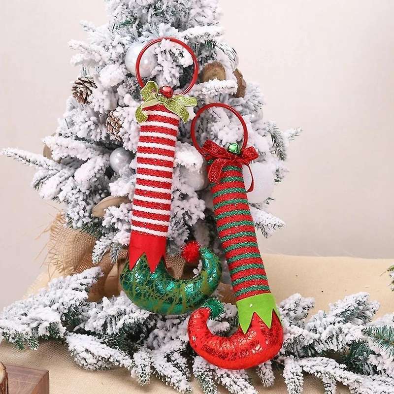 Christmas Decorations Elf Feet Iron Hoop Door Ring Ornaments-green