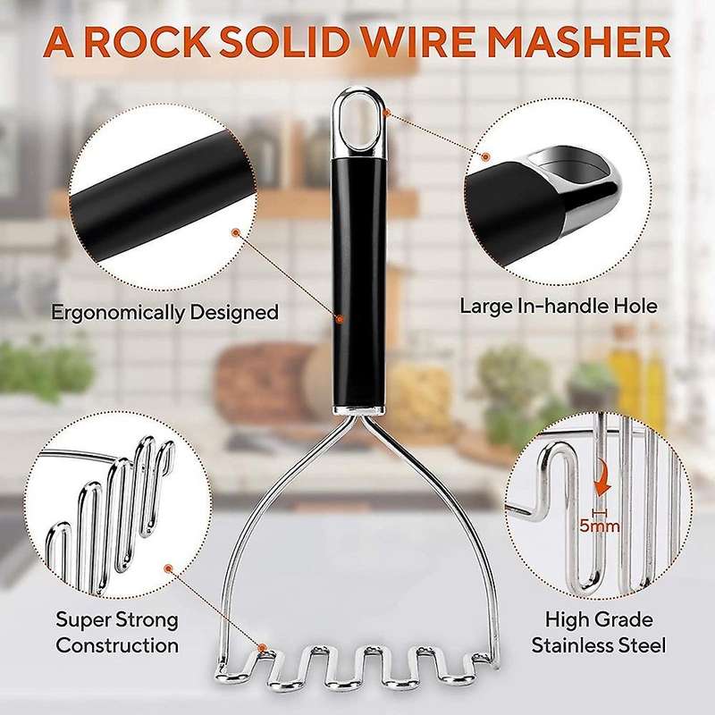 Potato Masher Stainless Steel, Mashed , for Bean, Avocado( Silver )
