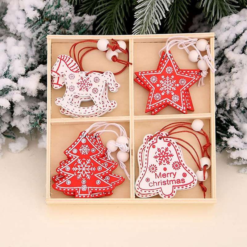 12pcs Christmas Pendants Trojan Horse Five-pointed Star Tree Bell