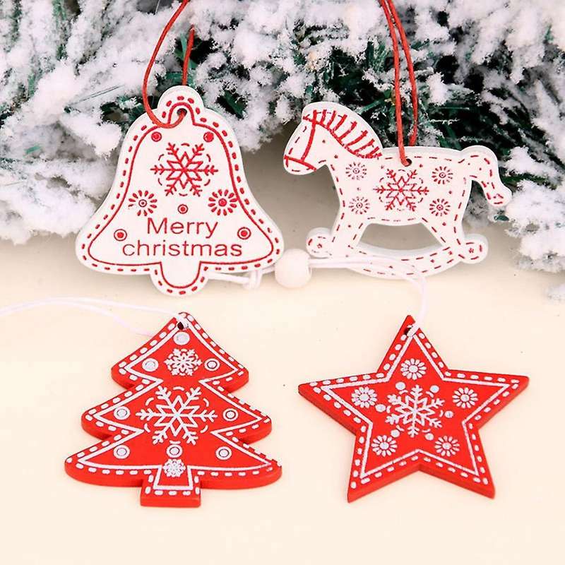 12pcs Christmas Pendants Trojan Horse Five-pointed Star Tree Bell