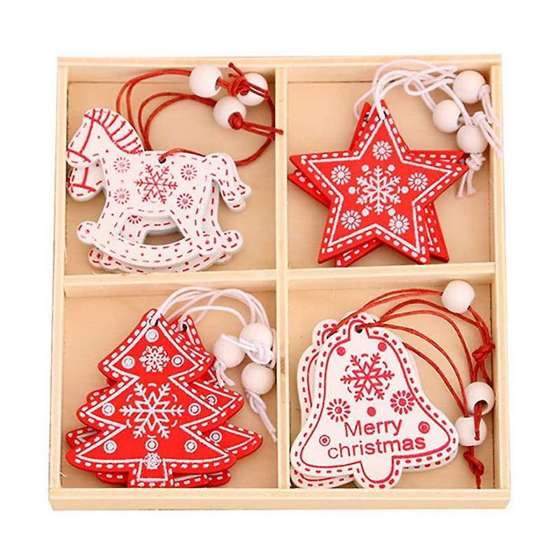 12pcs Christmas Pendants Trojan Horse Five-pointed Star Tree Bell