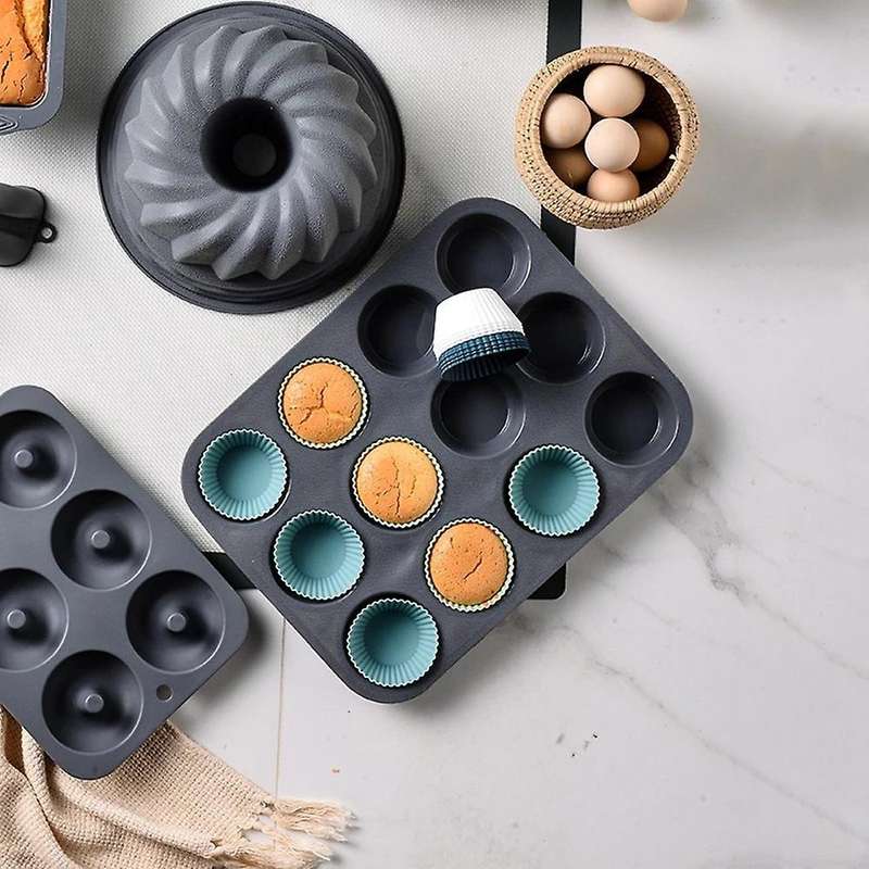Silicone Muffin Cup Baking Mold Morandi Color Diy Food Tool-12pcs