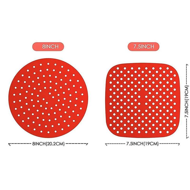Reusable Air Fryer Silicone Liners 8 Inch Round 7.5 Inch Square
